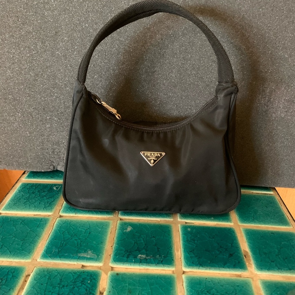 Prada Mini Black Tessuto Nylon #31 Y2K Hobo Hand Bag.